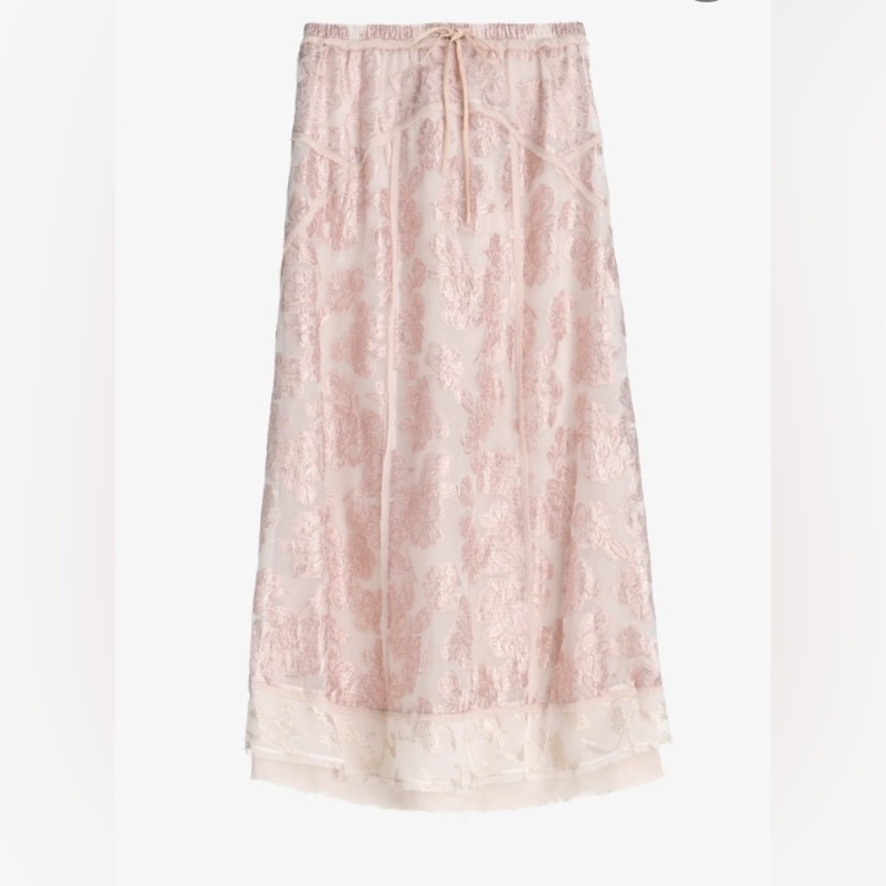 Zara Pink Floral Lace Midi Skirt - Picture 3 of 5